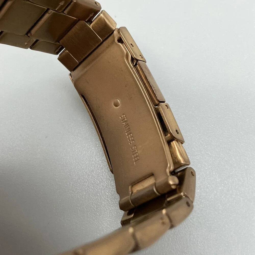 Fossil Womens Watch 38mm Rose Gold Tone Dial Crystal Bezel New Battery 6.75